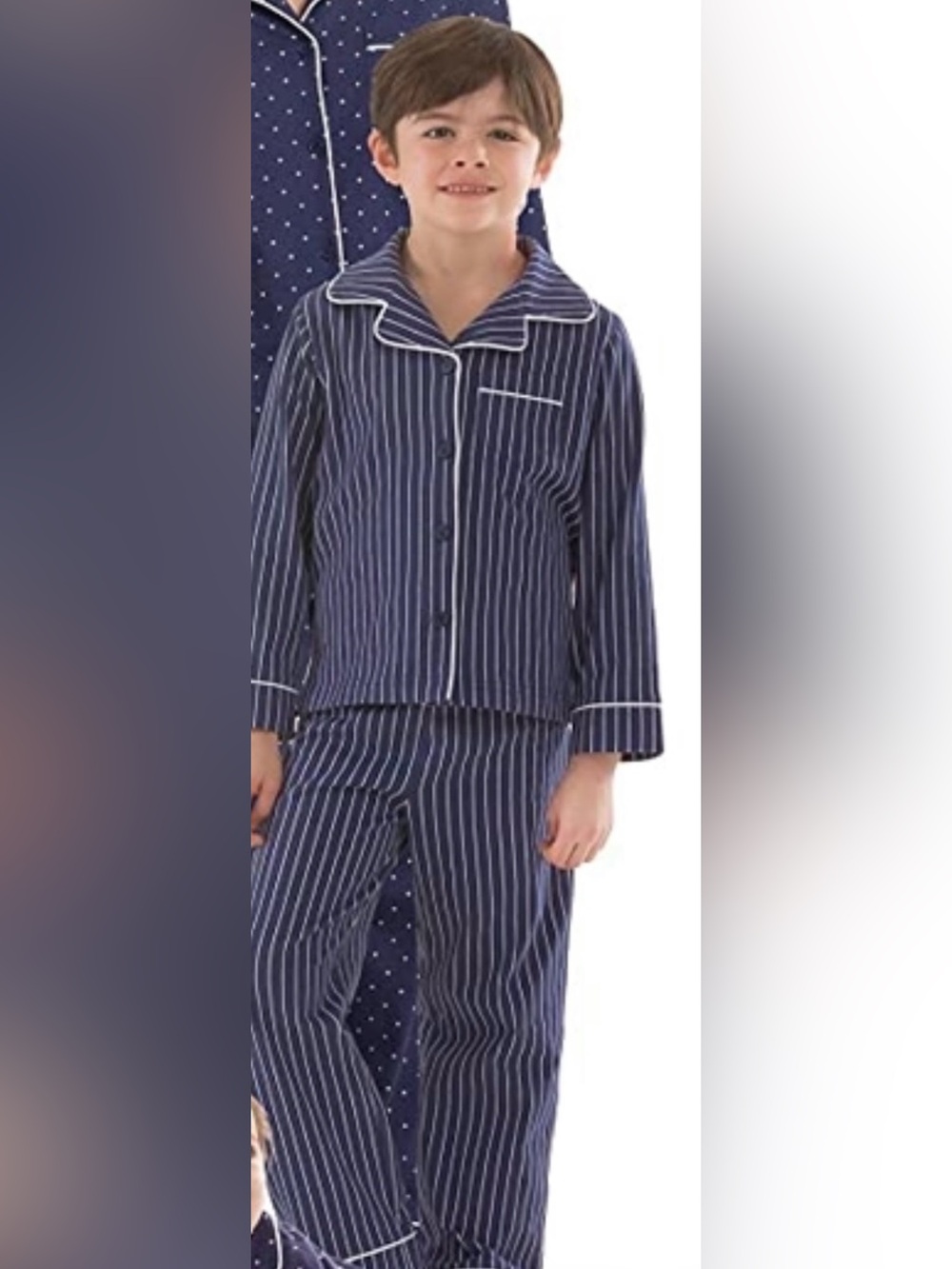 Pajamagram Button Navy Pinstripe Kids Pajama Set - size 8-NWT
